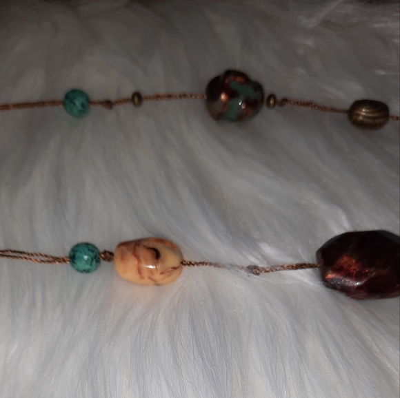 Boho bead xtra long necklace and matching earrings GUC - Picture 9 of 13
